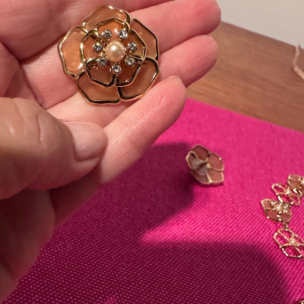 Jewerly Set Earrings Necklace Bracelet Kate Spade New York, Pink Floral - Picture 9 of 10